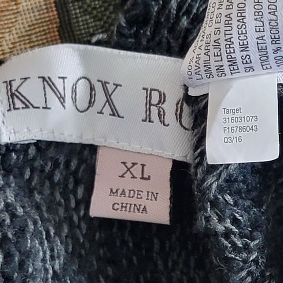 Knox Rose Sweater Womens XL Gray Black Open Front Fringed Boho Knit Cardigan - Picture 11 of 11